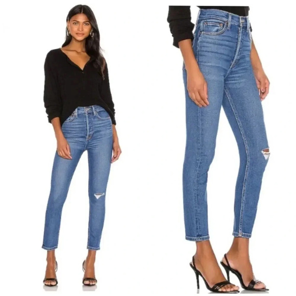 RE/DONE 90s Ultra High Rise Ankle Crop Jeans - Picture 2 of 14